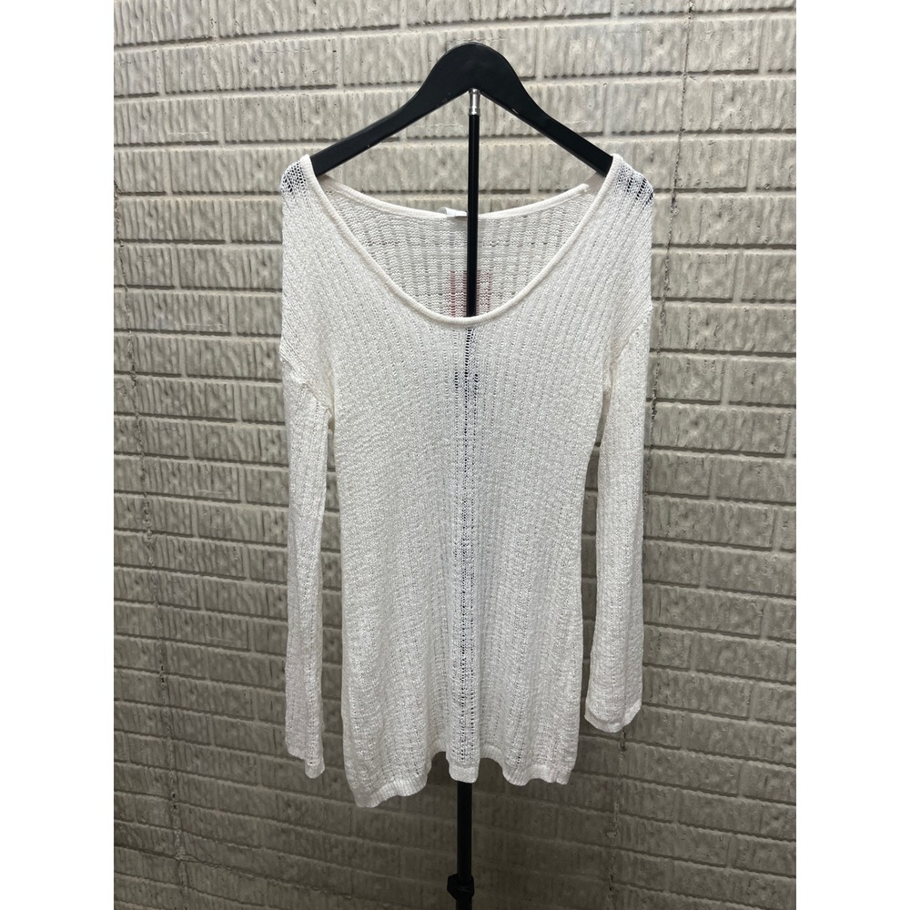 Shade & Shore Womens Off-White Open Knit Tunic Sweater Cover Up Small S 4-6 NEW